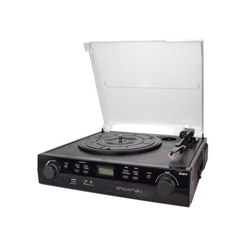 Tourne-disque + Enregistreur Cassette BRIGMTON BTC-406REC USB SD/MMC Noir