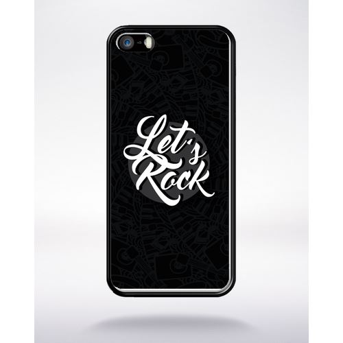 Coque Lets Rock Fond Noir Compatible Apple Iphone 5 Bord Noir Silicone