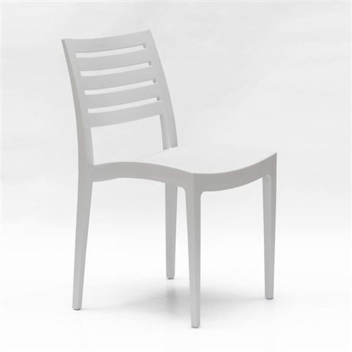 Chaise empilable polypropylène pour maison endroits publics et extérieur Grand Soleil Firenze, Couleur: Blanc