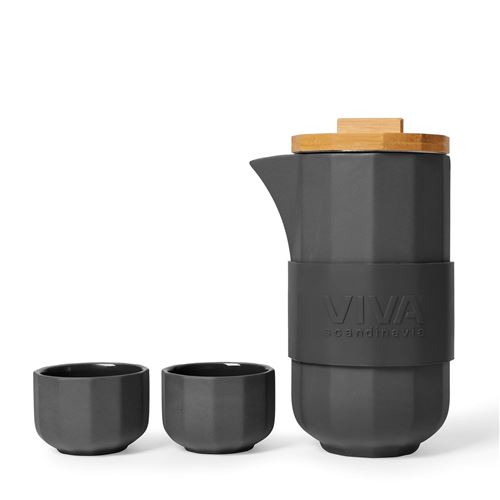 Viva Scandinavia (V77245) Théière design en porcelaine avec 4 tasses à thé (70 ml), noire