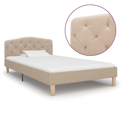 Cadre de lit Beige Tissu 90 x 200 cm
