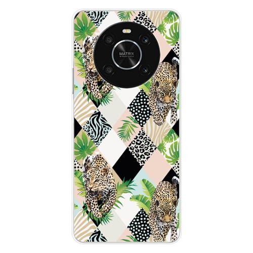 Coque en silicone imprimée compatible Huawei Honor X9 4G Léopard losange