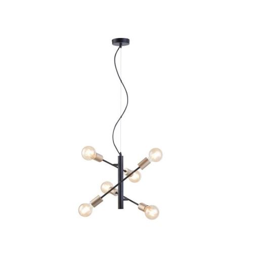 phoenix suspension 3 bras - ø46 x h150 cm - métal - noir - ampoules led fournies (x6)
