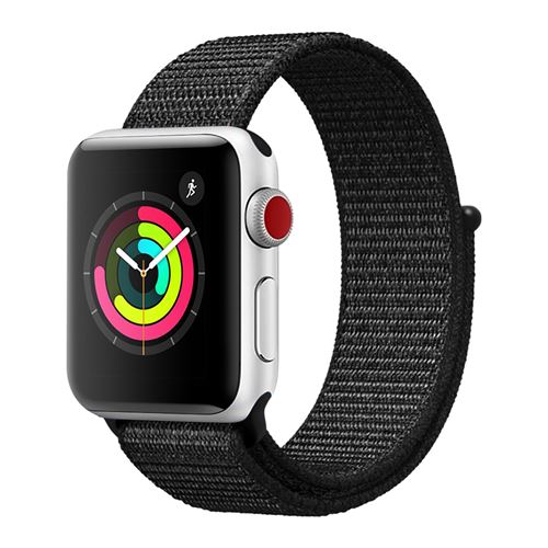 Bracelet Apple Watch 42 et 44 mm Velcro en Nylon Tissé - Noir