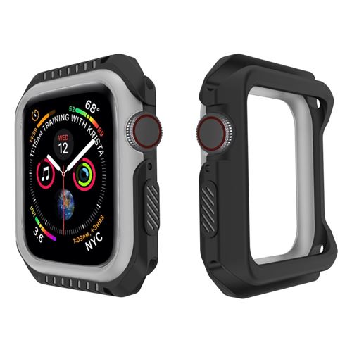 Bracelet en silicone souple noir/gris pour votre Apple Watch Series 4 44mm
