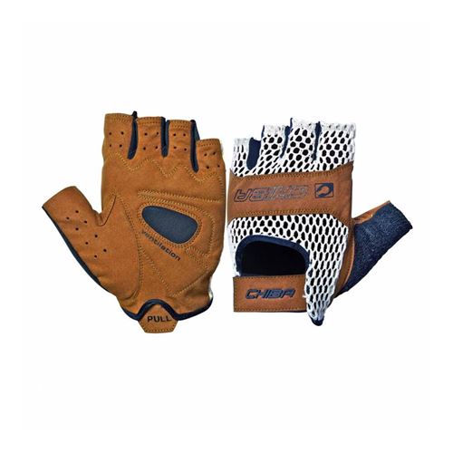 Gants velo court adulte chiba retro beige-marron l (paire)