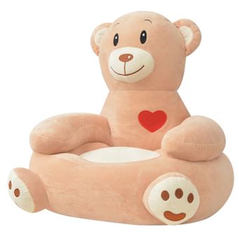 vidaXL Chaise pour enfants en peluche ours Marron - 1