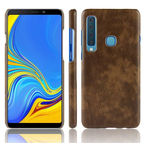 Etui en PU enduit rigide café pour votre Samsung Galaxy A9 (2018)/A9 Star Pro/A9s
