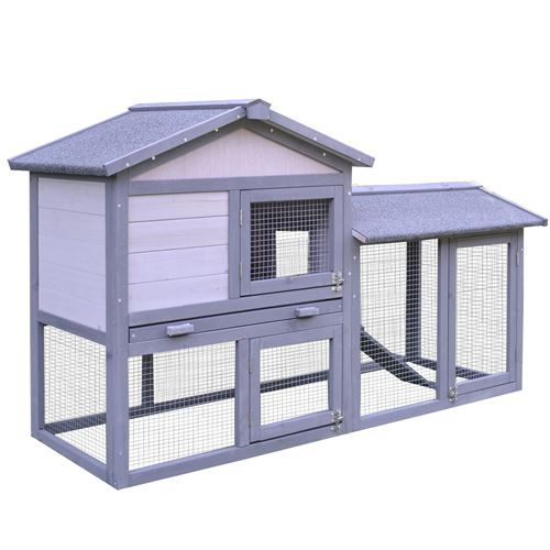 Clapier cage &agrave; lapins rongeurs gris blanc