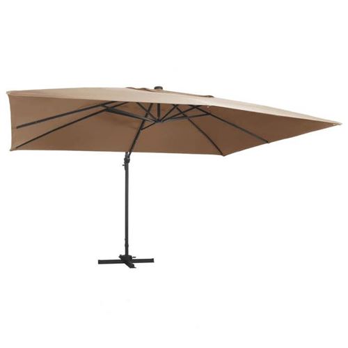 Parasol d&eacute;port&eacute; avec lumi&egrave;res LED Aluminium 400x300 cm Taupe