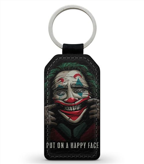 Porte-Cles Fifrelin Noir Simili Cuir Le Joker Put on a smile face