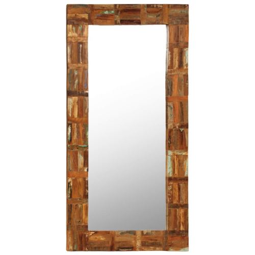 Miroir Mural Miroirs en verre + bois massif Miroir Décoration pour Salon miroir Salle de Bains Wodden miroirs 60 x 120 cm