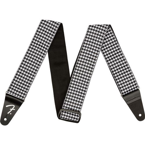 Fender Houndstooth Strap White sangle guitare noir-blanc