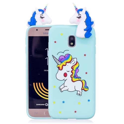 Galaxy J3 (2017) (EU Version) Coque Protection TPU Licorne 3D Bleu ALS51619