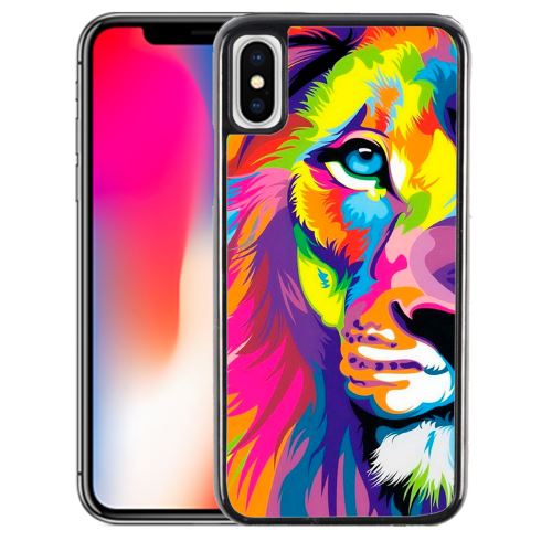 Coque pour iPhone XS lion multicolore