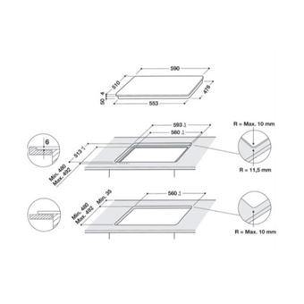 Whirlpool Filo WB B8360 NE - Table de cuisson à induction - 4 plaques de cuisson - Niche - largeur : 56 cm - profondeur : 48 cm - noir