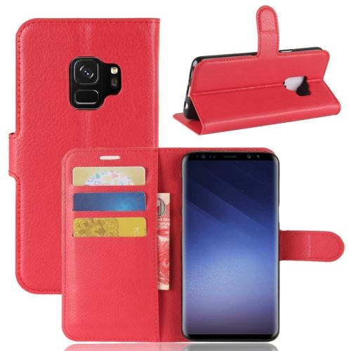Galaxy S9 Housse Etui Cuir PU Texture Litchi Rouge ALS53027