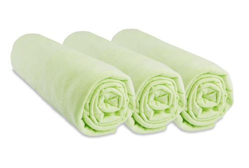 Lot de 3 draps housse jersey coton - 50x100 Couleur - Anis