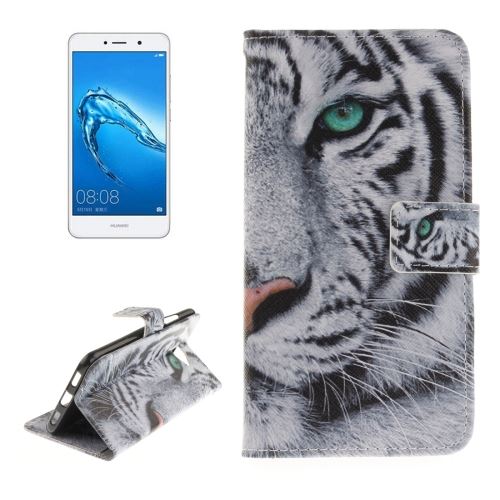 Huawei Y7 Housse Etui Cuir PU tigre blanc tête ALS54052
