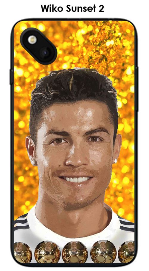 Coque TPU gel souple Wiko Sunset 2 / Sunny design Ronaldo fond orangé