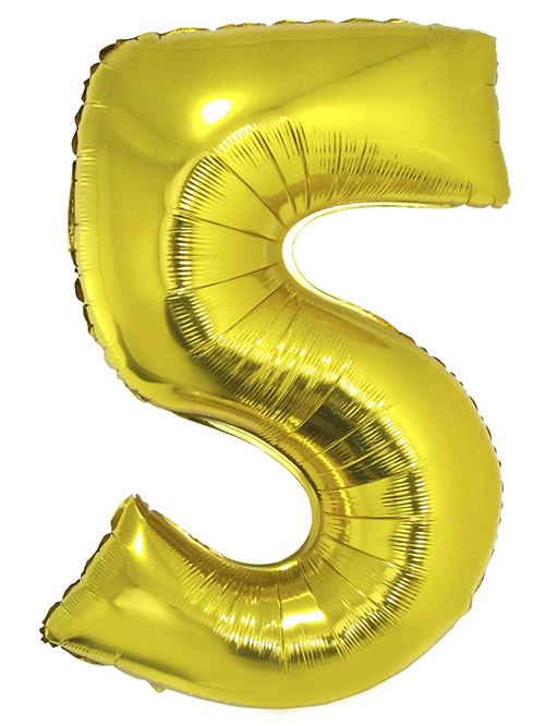 Generique - Ballon Aluminium Géant Chiffre 5 doré 1m