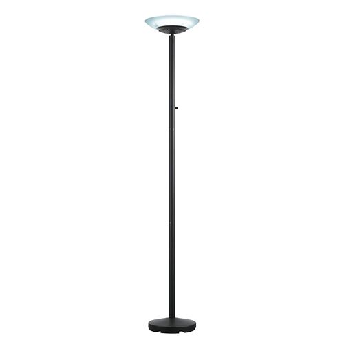 HANSA Lampadaire led paris noir métal verre ABS - Hauteur 180 cm, Tête D32 cm Socle D28 cm
