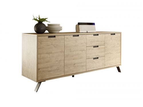 SUBLEEM Buffet 3 portes 3 tiroirs Camastra chene clair