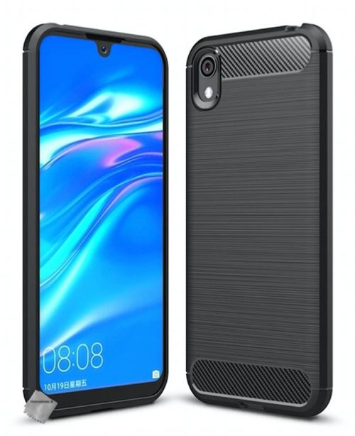 Housse etui coque silicone gel carbone pour Huawei Honor 8S avec verre trempe - NOIR