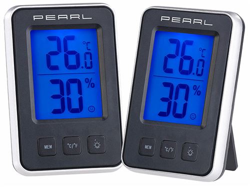 Pearl : 2 thermomètres et hygromètres numériques avec écran LCD