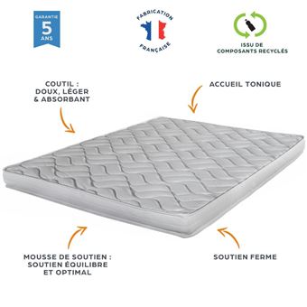 Matelas 140x190 Melissa - Mousse - Hauteur 13 cm - 3 zones - Soutien ferme