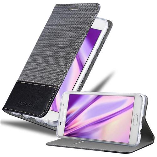 Cadorabo Coque pour Samsung Galaxy A3 2016 (6) Gris Noir Tissue-Simili Cuir Housse de Protection Portefeuille Etui Cover pour A3 2016 (6) Fente pour Carte