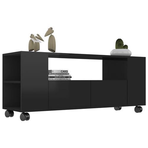 vidaXL Meuble TV Noir brillant 120 x 35 x 43 cm Aggloméré