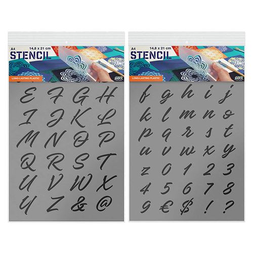 Pochoirs A4 Lettres et Chiffres - Ecriture décorative - Qbix