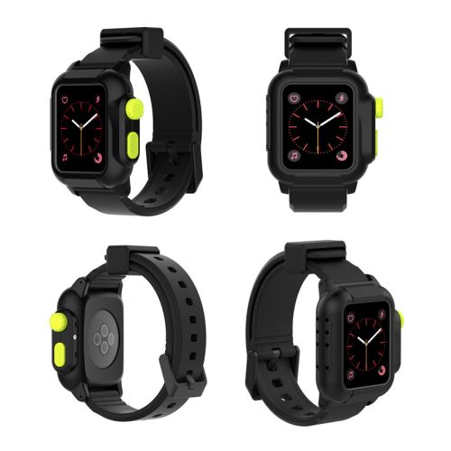 Bracelet en silicone WISETONY remplacement pour Apple Watch Series 2/3 42mm - Noir&Vert