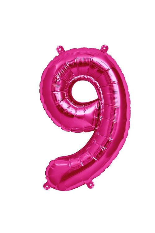 Ballon Aluminium Chiffre 9 Magenta 16 41 Cm - Magenta