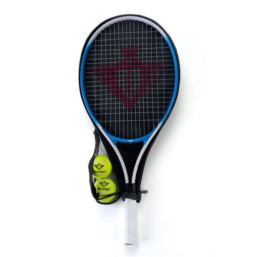 Raquette de tennis avec housse et 2 balles - bleu