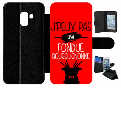 Etui My-Kase pour Galaxy A8 (2018) - j peux pas j ai fondue bourguignonne 9 - Simili-cuir Noir