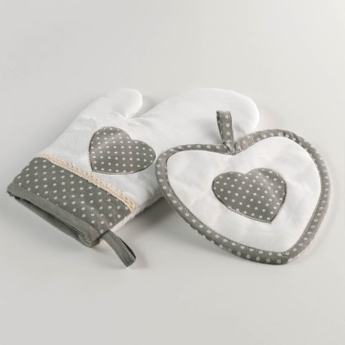 Gant+ manique 17 x 28 cm/18 x 18 cm polyester fanny Gris/Blanc