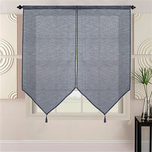 Paire de vitrages uni - noir - 2x60x220cm