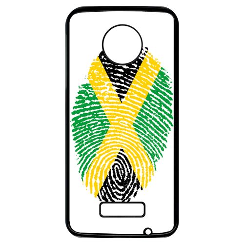 Coque My-Kase pour Moto Z - empreinte digitale drapeau jamaica - Plastique Noir