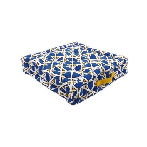 Coussin de sol 100% coton imprimé DJIBOUTI 40x40cm - Jaune