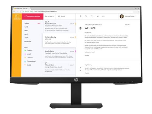 HP P24h G4 - LED-monitor - 24 (23.8 zichtbaar) - 1920 x 1080 Full HD (1080p) @ 75 Hz - IPS - 250 cd/m² - 1000:1 - 5 ms - HDMI, VGA, DisplayPort - luidsprekers - zwart