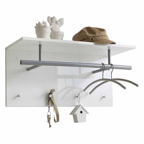 FMD Porte-manteau mural 72x29,3x34,5 cm blanc brillant