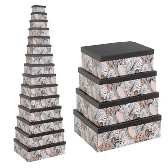 Lot De 12 Boîtes Cadeaux Carrées En Carton Blanc - 12 Tailles Emboîtables De 3.5 à 15 Cm Pour Rangement Créatif