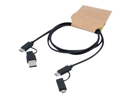 exertis Connect - Câble USB - USB, USB-C (M) pour Micro-USB de type B, USB-C (M) - USB 2.0 - 1 m - noir