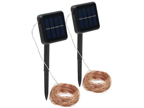 Lunartec : 2 guirlandes lumineuses solaires en fils de cuivre - 32 m - 300 LED blanc chaud