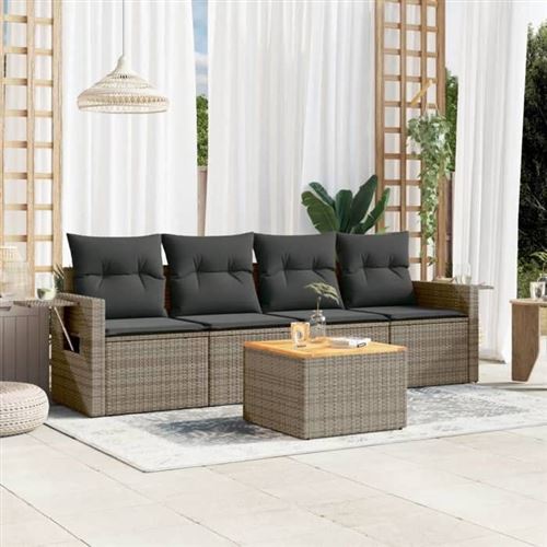 Non Communiqué Gris Salon De Jardin Modulable Vidaxl Rotin 5 Pieces 62 X 55 X 69 Cm 4 Personnes