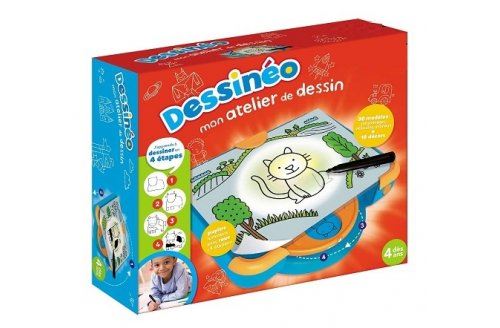 Dessineo mon atelier dessin pas a pas - j'apprends a dessiner en 4 etapes - pupitre lumineux  machine - jeu creatif enfant 4 ans et plus