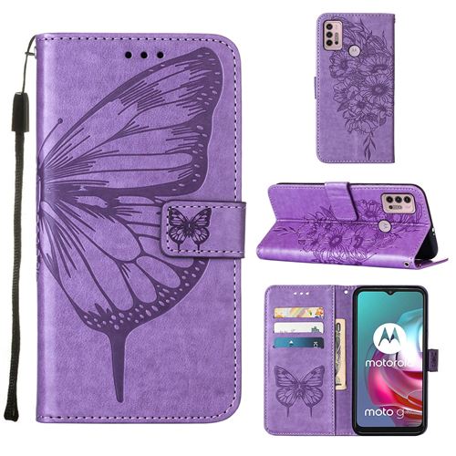 MPFRANCE Housse pour Motorola Moto G30/G10/G10 Power Violet [Papillon V3]