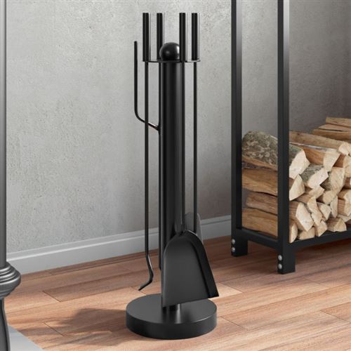 vidaXL 5-teiliges Kaminbesteck-Set 18x56 cm Stahl
